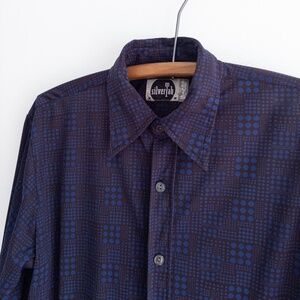 Vintage LEVIS SILVERTAB button up casual shirt 100% polyester MEDIUM Blue